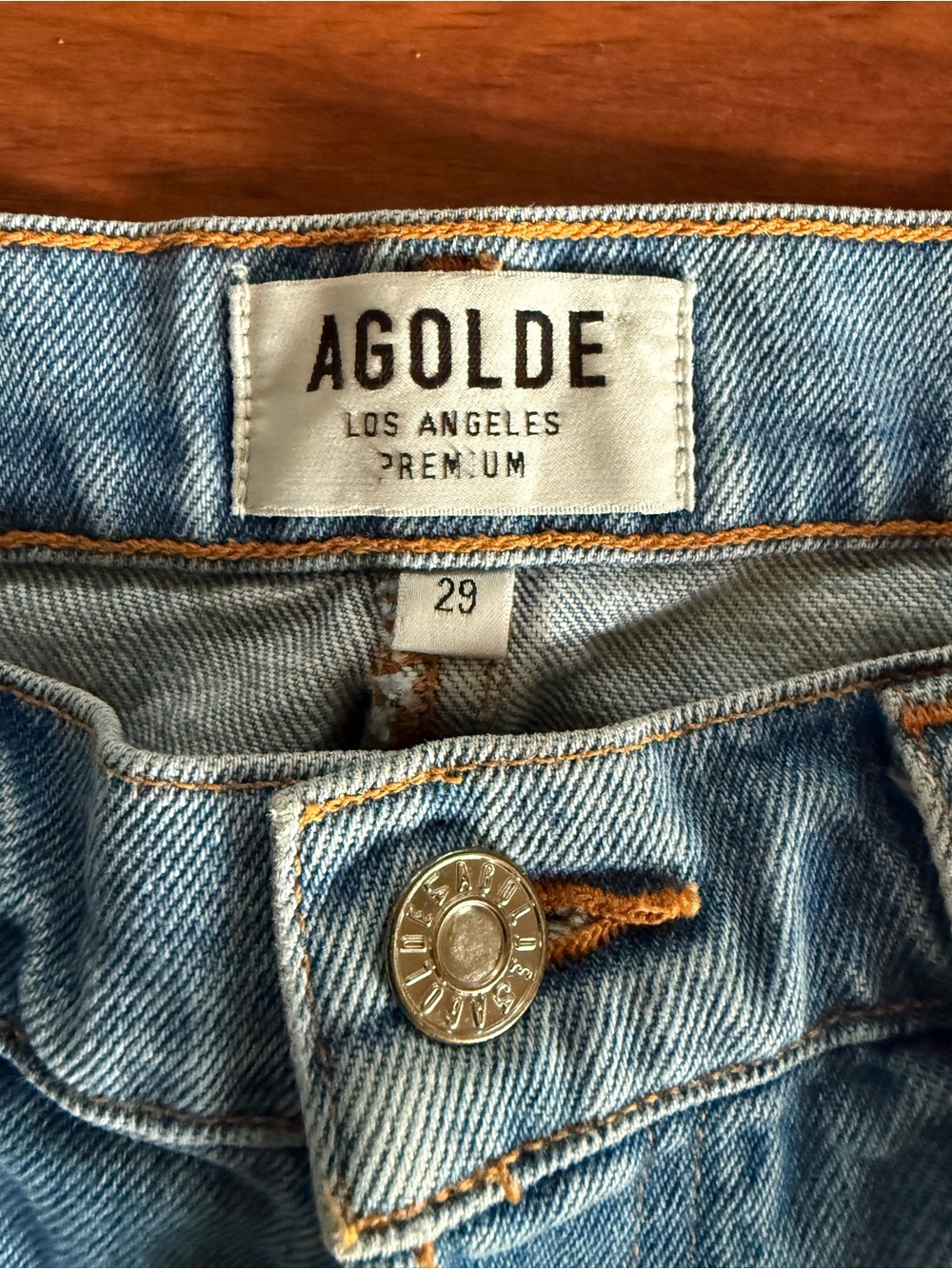 Agolde Light Wash Button-Fly Denim Skirt - Picture 2 of 7